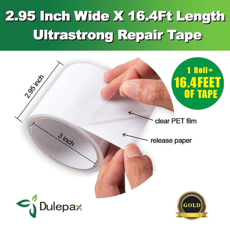 Dulepax Fabric Repair Tape - Ultrastrong 16.4FT x 2.95"ulated for Boat Covers, Tents, Awnings, RV Covers, Tarps, Canvas, and Sails - Image 4